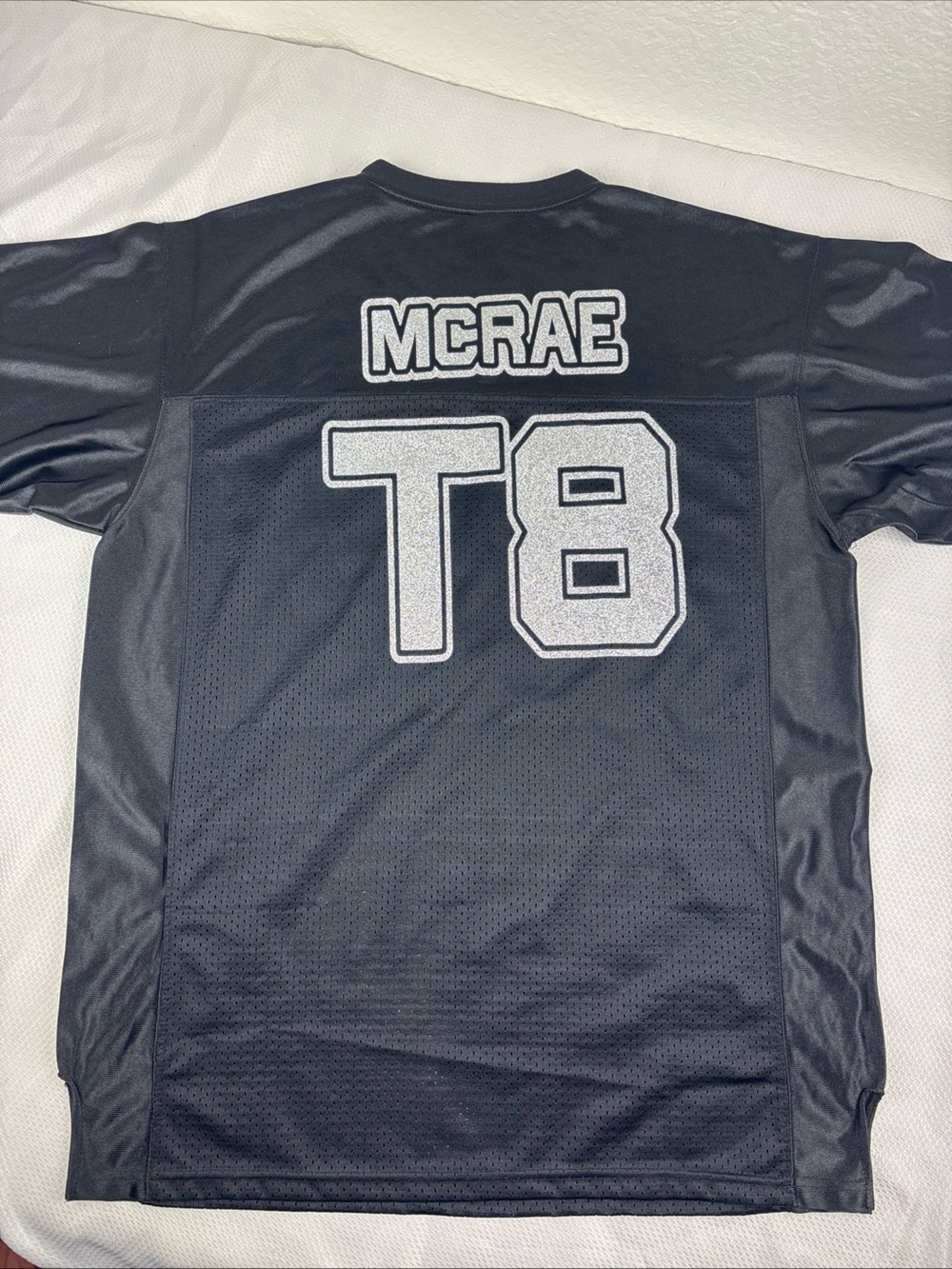 Tate McRae T8 Football Jersey Adult Size Medium EUC Mesh Sparkle